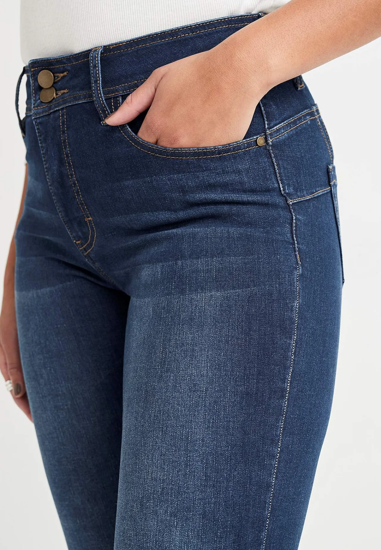 Høj Talje|Bootcut- Shaping-jeans med bootcut og superstræk Mørkeblå / Denim