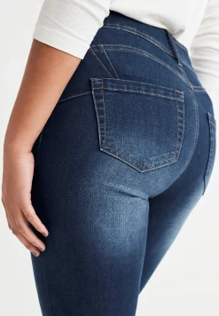 Høj Talje|Bootcut- Shaping-jeans med bootcut og superstræk Mørkeblå / Denim