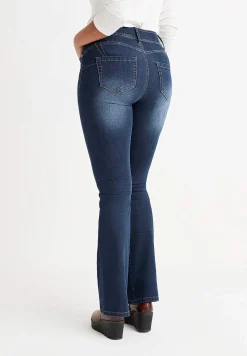 Høj Talje|Bootcut- Shaping-jeans med bootcut og superstræk Mørkeblå / Denim