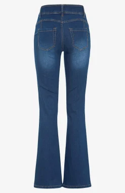 Høj Talje|Bootcut- Shaping-jeans med bootcut og superstræk Mørkeblå / Denim