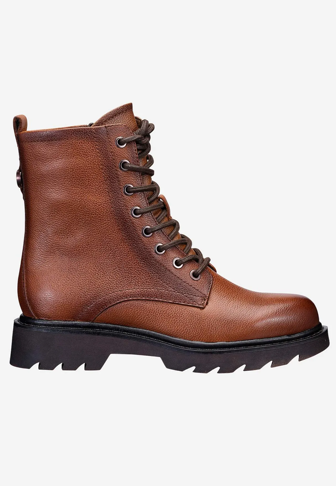 Lædersko|Boots-Tamaris Skindstøvle med lynlås Cognac
