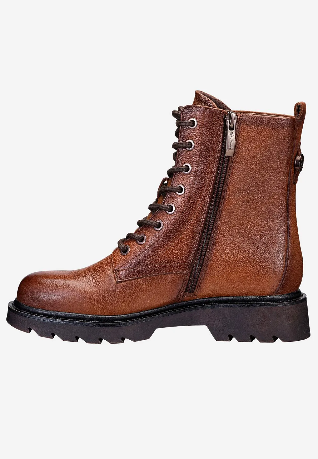 Lædersko|Boots-Tamaris Skindstøvle med lynlås Cognac