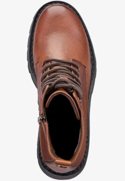 Lædersko|Boots-Tamaris Skindstøvle med lynlås Cognac