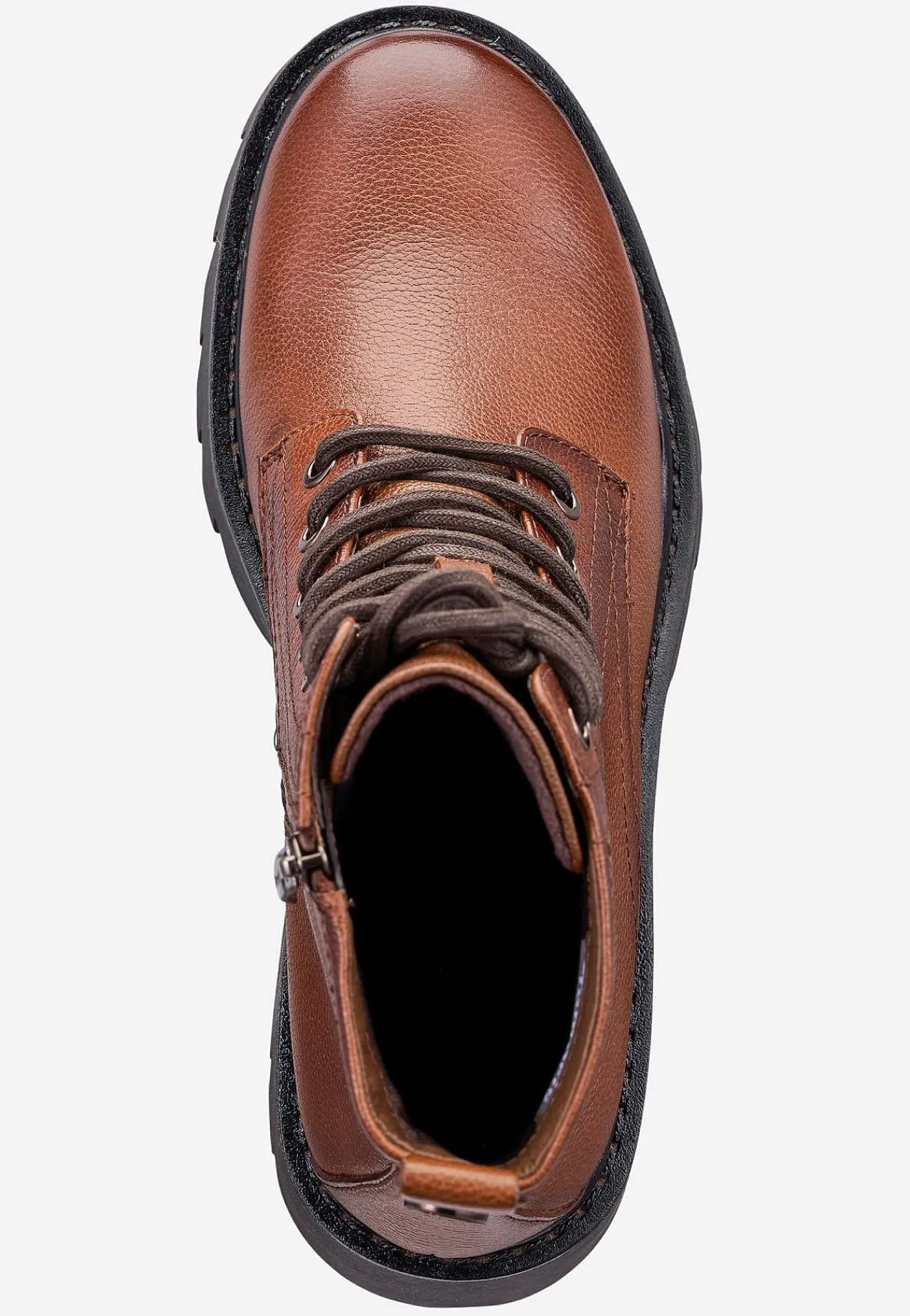 Lædersko|Boots-Tamaris Skindstøvle med lynlås Cognac