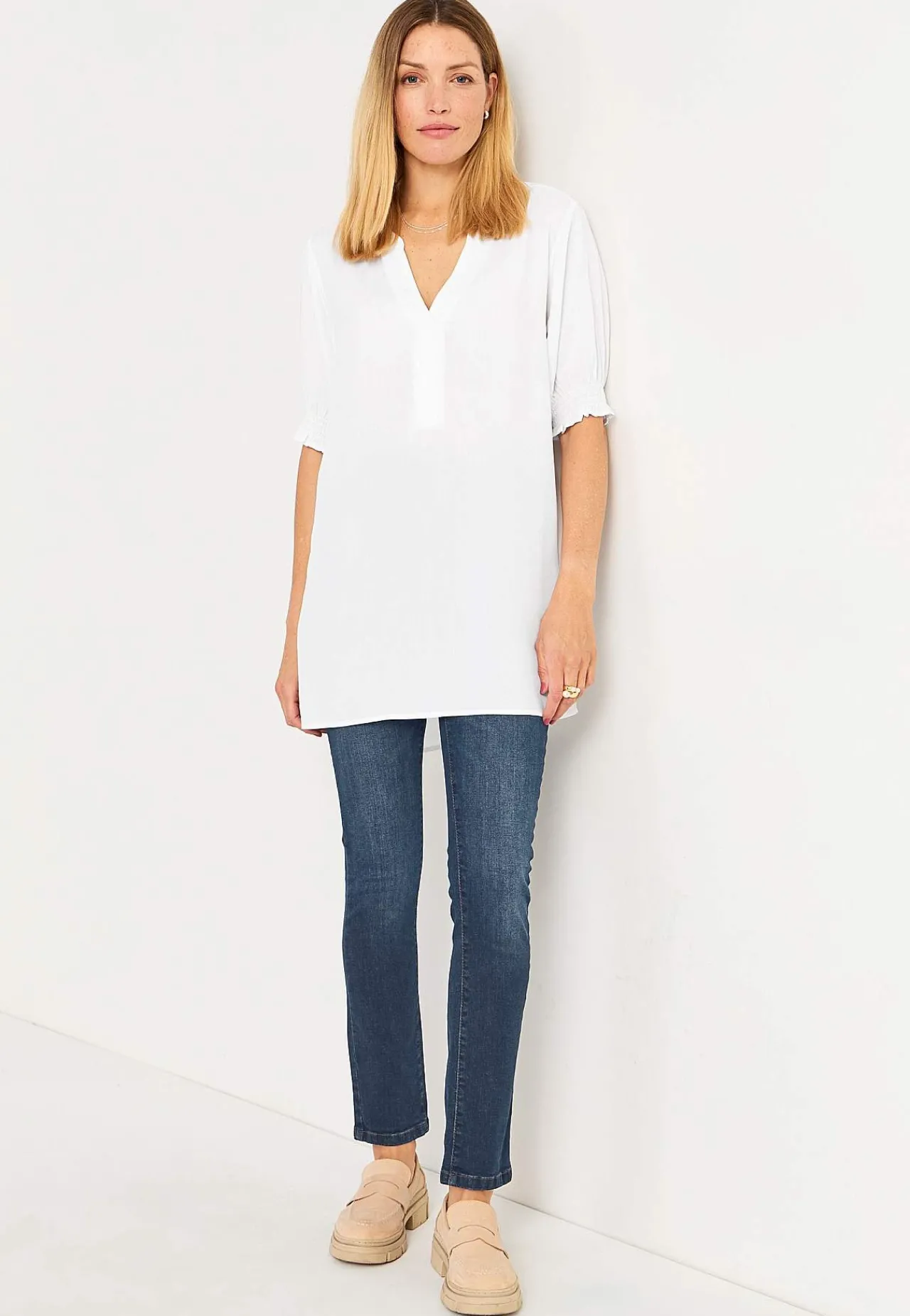 Høj Talje|Ankeljeans- Smalle jeans med høj talje - tre længder Jennifer Mørkeblå / Denim