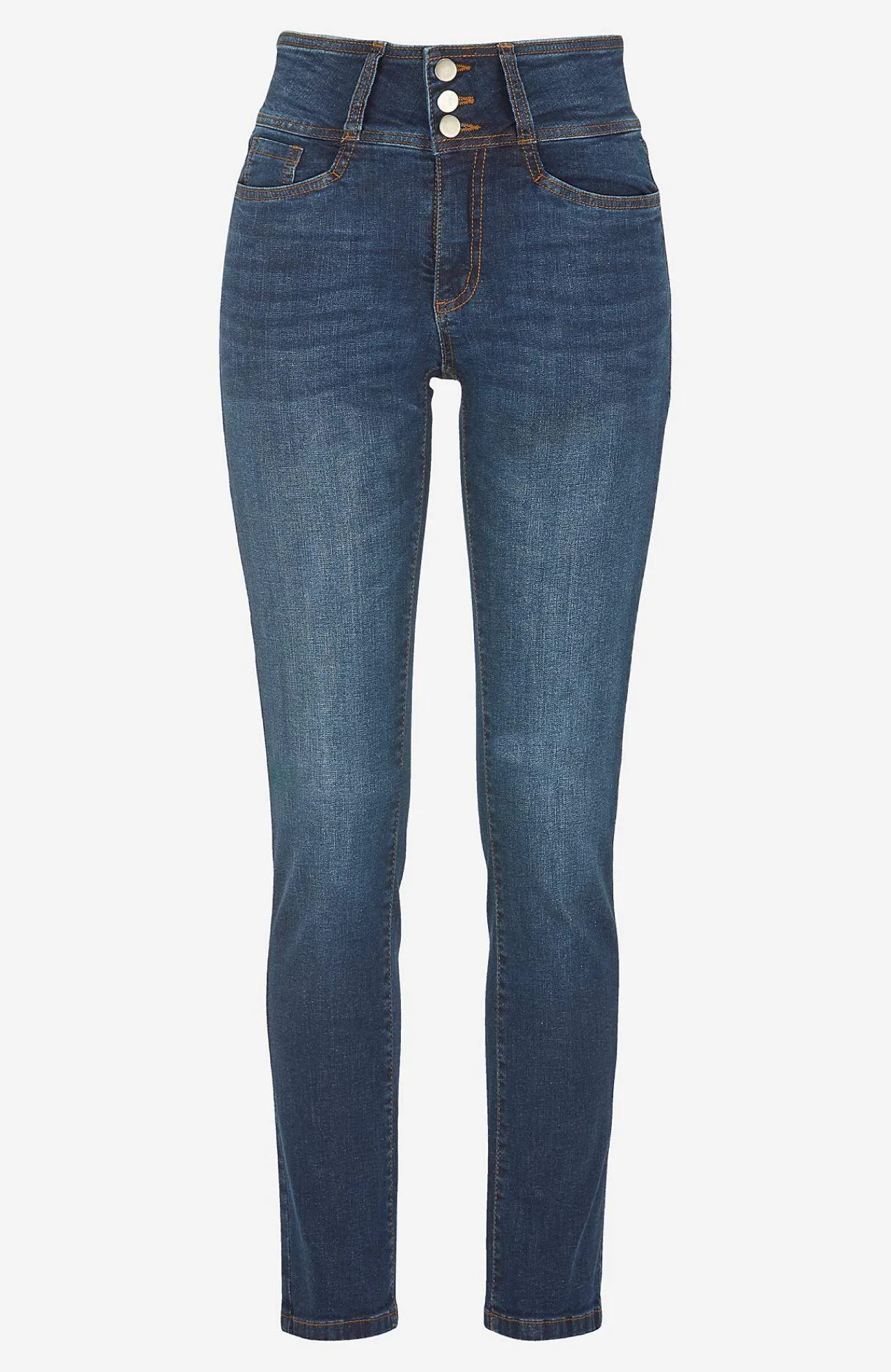 Høj Talje|Ankeljeans- Smalle jeans med høj talje - tre længder Jennifer Mørkeblå / Denim