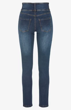 Høj Talje|Ankeljeans- Smalle jeans med høj talje - tre længder Jennifer Mørkeblå / Denim