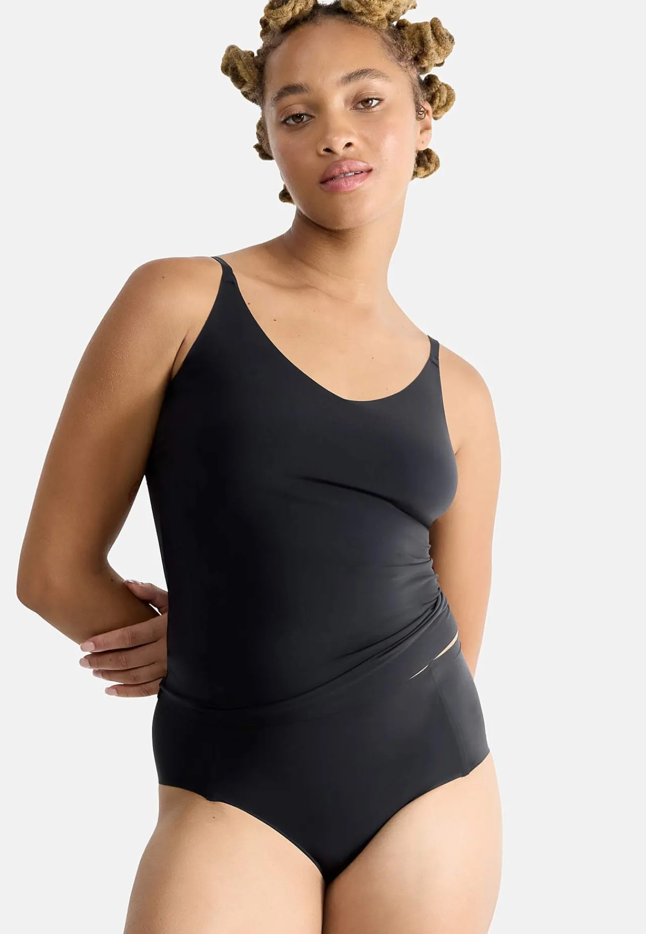 Tanktoppe|Toppe Og Tanktoppe- Sømløs top med justerbare skulderstropper ZERO Feel 2.0 Spaghetti top Sort