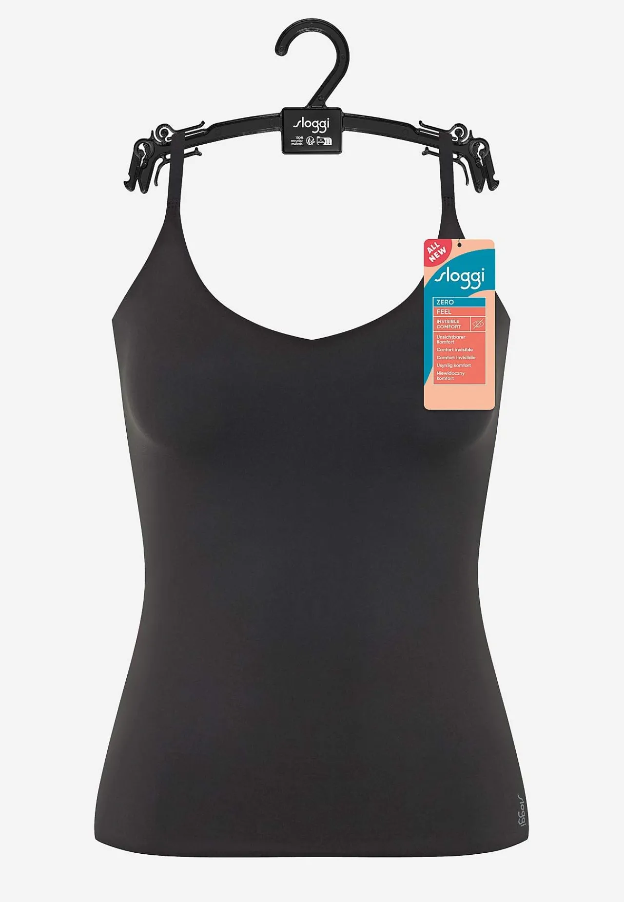 Tanktoppe|Toppe Og Tanktoppe- Sømløs top med justerbare skulderstropper ZERO Feel 2.0 Spaghetti top Sort