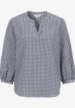 Bluser|Bluser Med Pufærmer-Cellbes of Sweden Småternet bluse i seersucker Blå