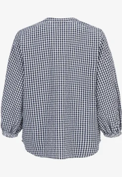 Bluser|Bluser Med Pufærmer-Cellbes of Sweden Småternet bluse i seersucker Blå