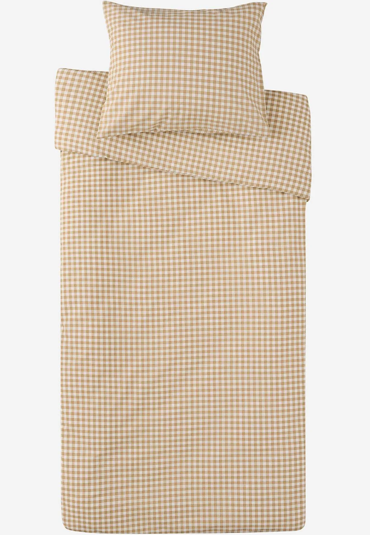 Sengesæt- Småternet sengesæt 150x210 cm Beige / Ternet