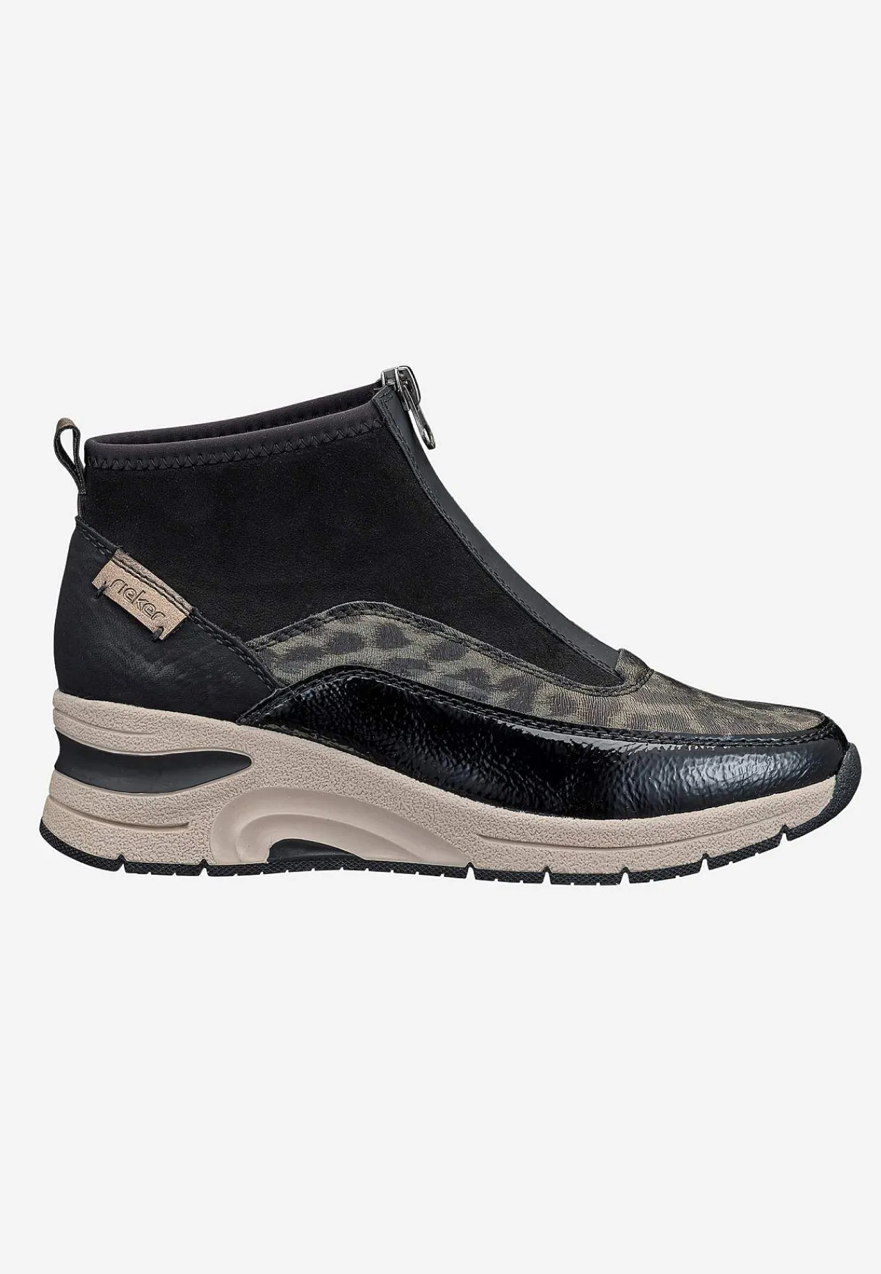Sneakers|Boots- Sneakerstøvle med wedgehæl Sort / Mønstret
