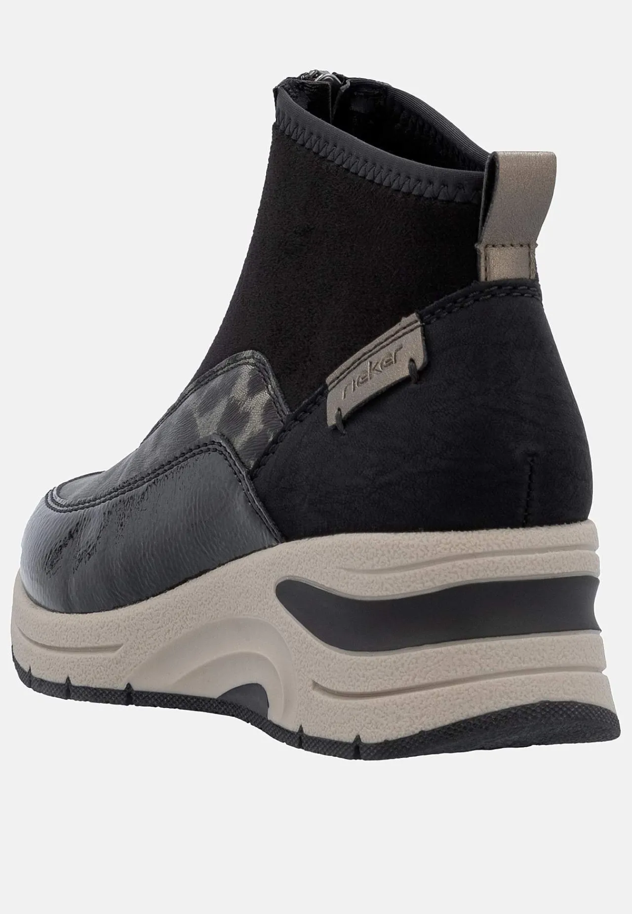 Sneakers|Boots- Sneakerstøvle med wedgehæl Sort / Mønstret