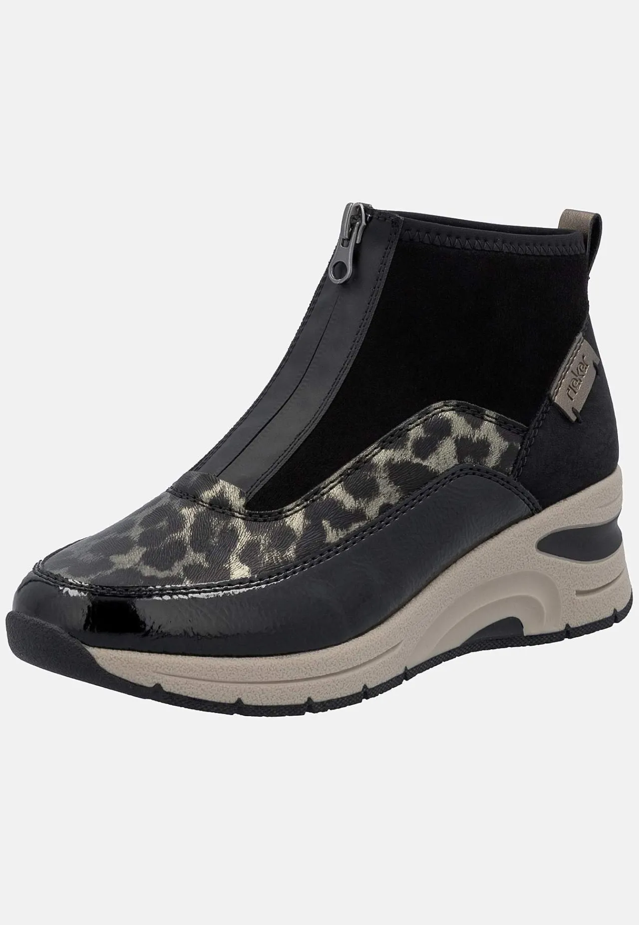 Sneakers|Boots- Sneakerstøvle med wedgehæl Sort / Mønstret