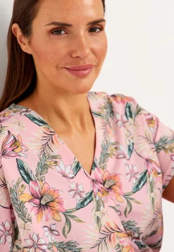 Maxikjoler|Strandtøj- Strandkaftan i jersey Rosa / Blomstret