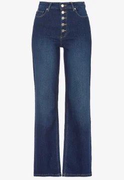 Høj Talje|Straight Fit- Stretchjeans med høj talje Mørkeblå / Denim