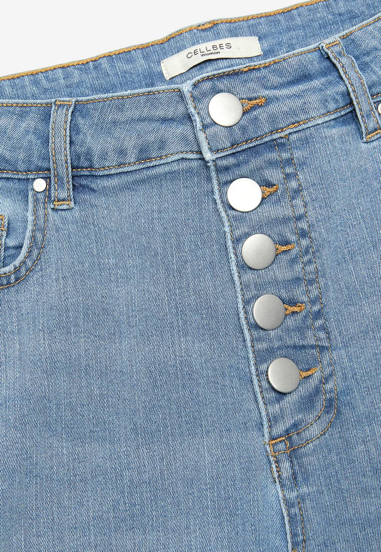 Høj Talje|Straight Fit-Cellbes of Sweden Stretchjeans med høj talje Lyseblå / Denim