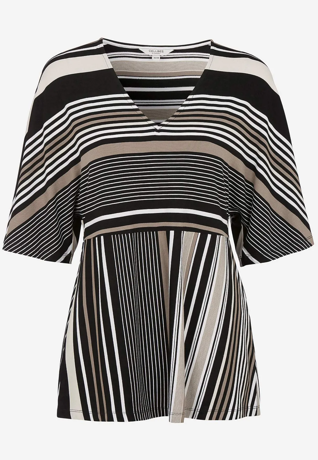 Mønstrede|Toppe-Cellbes of Sweden Stribet jerseytop Sort / Stribet