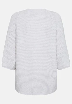 Cardiganer|Cardiganer-Freequent Strikket cardigan med trekvartærme Hvid