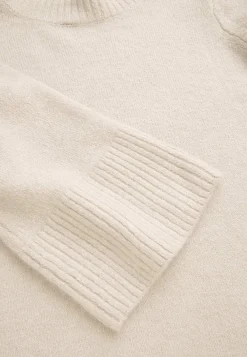 Strikkjoler|Kjoler- Strikket kjole med høj slids Lys beige / Meleret