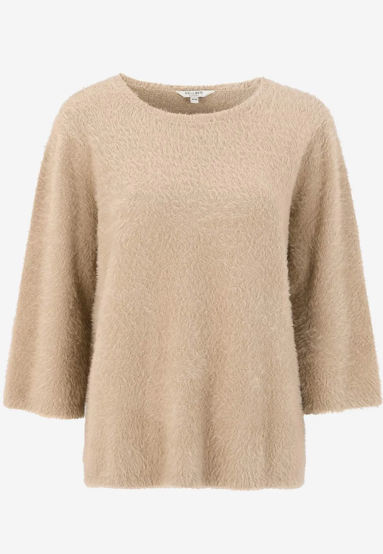 Trøjer|Striktrøjer-Cellbes of Sweden Strikket trøje med 3/4 ærmer Beige