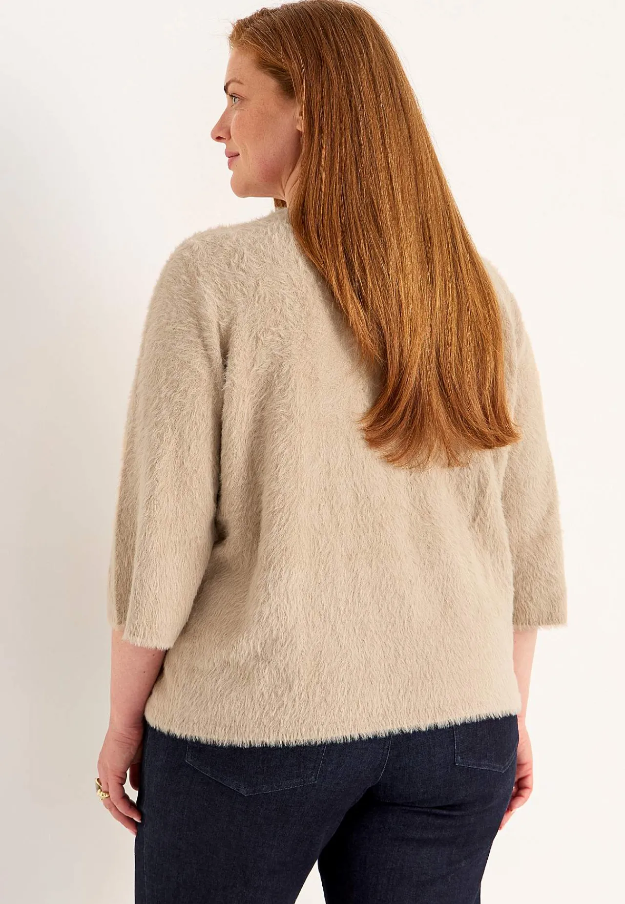 Trøjer|Striktrøjer-Cellbes of Sweden Strikket trøje med 3/4 ærmer Beige