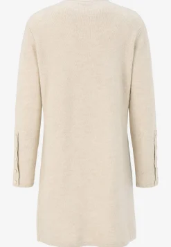 Strikkede|Tunika- Strikket tunika med slids Lys beige melange