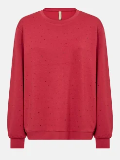 Sweatshirts|Toppe-Soyaconcept Superblød jerseytop med rhinsten Rød
