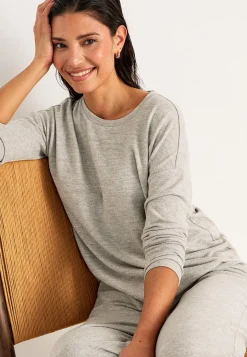 Toppe|Matchende Sæt-Cellbes of Sweden Superblød, langærmet jerseytop Beige / Meleret