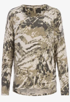 Toppe-Soyaconcept Superblød, mønstret jerseytop Beige melange/mønstret