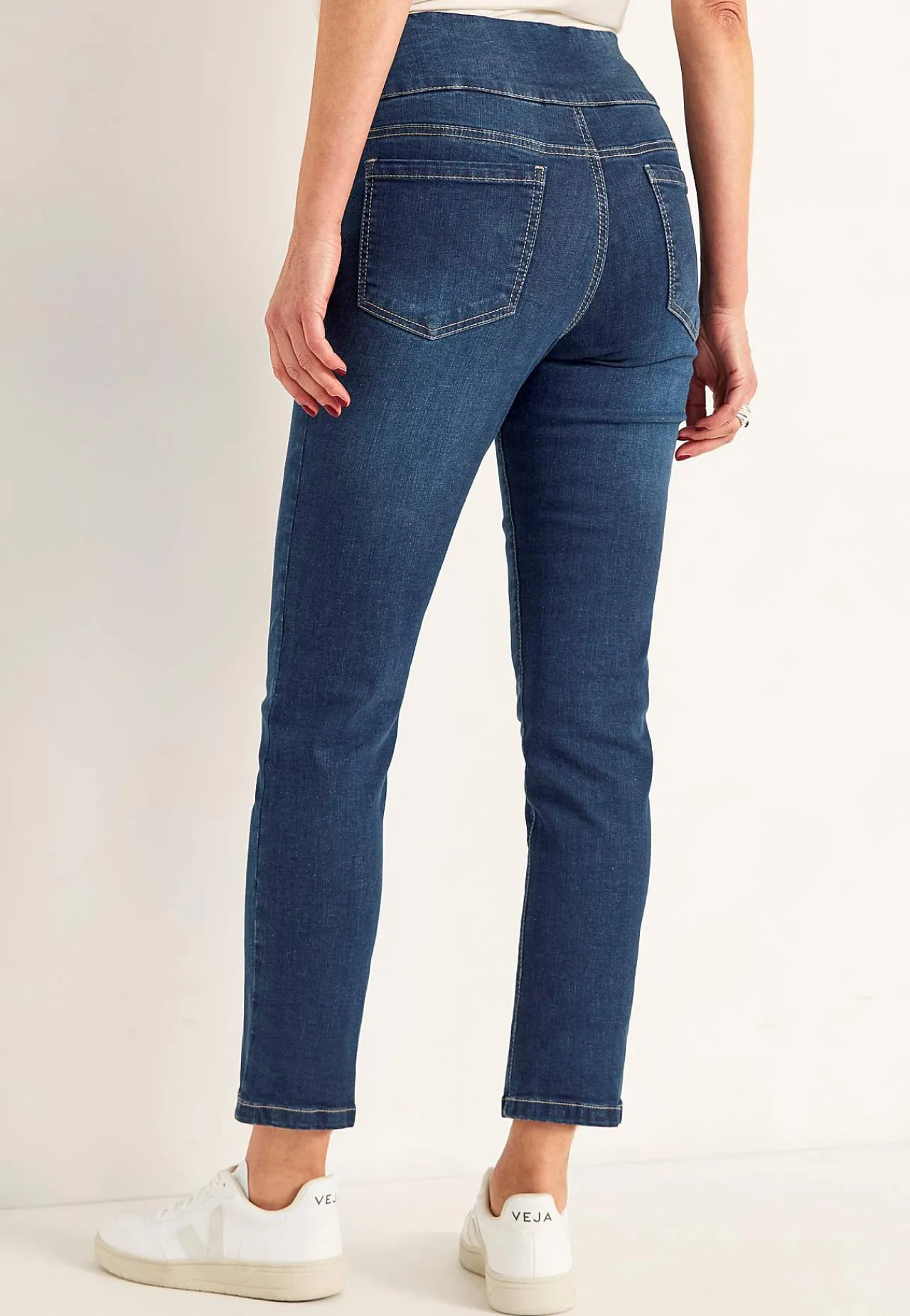 Forårsbukser|Høj Talje-Cellbes of Sweden Superkomfortable ankeljeans i denim Elin Mellemblå / Denim