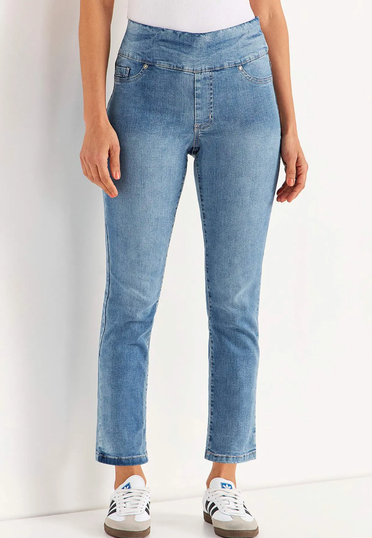 Forårsbukser|Høj Talje-Cellbes of Sweden Superkomfortable ankeljeans i denim Elin Lyseblå denim