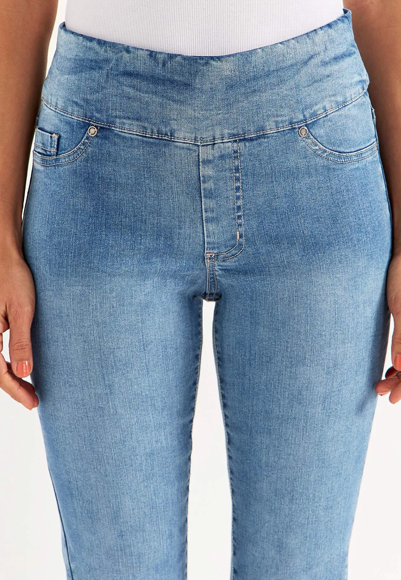 Forårsbukser|Høj Talje-Cellbes of Sweden Superkomfortable ankeljeans i denim Elin Lyseblå denim