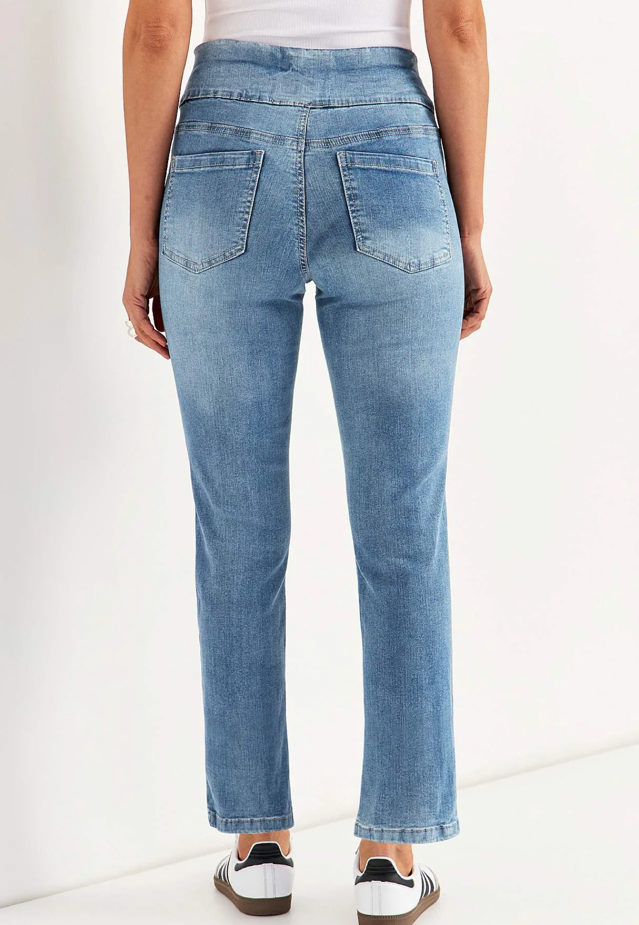 Forårsbukser|Høj Talje-Cellbes of Sweden Superkomfortable ankeljeans i denim Elin Lyseblå denim