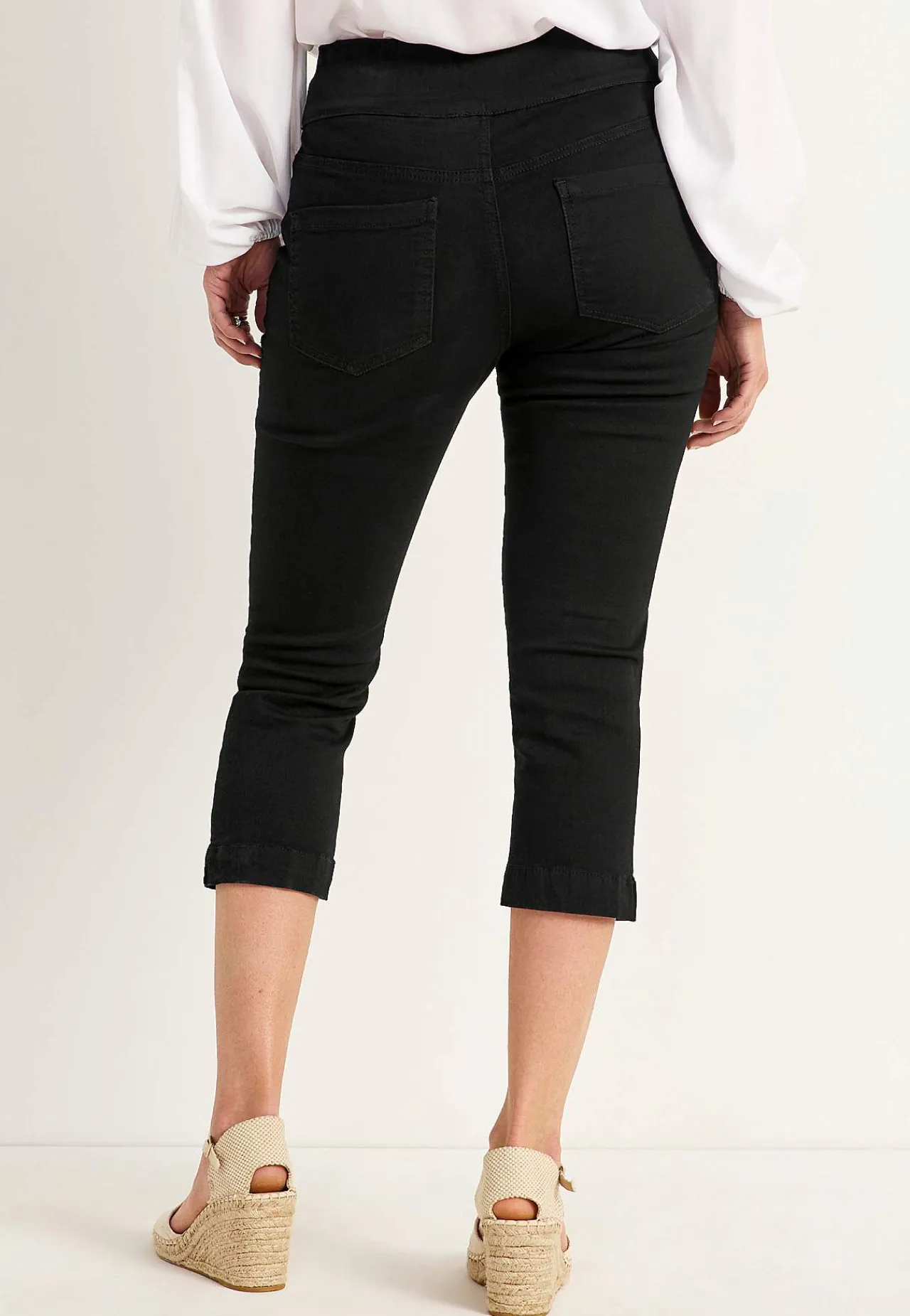 Forårsbukser|Capribukser- Superkomfortable caprijeggings i denim Elin Sort / Denim