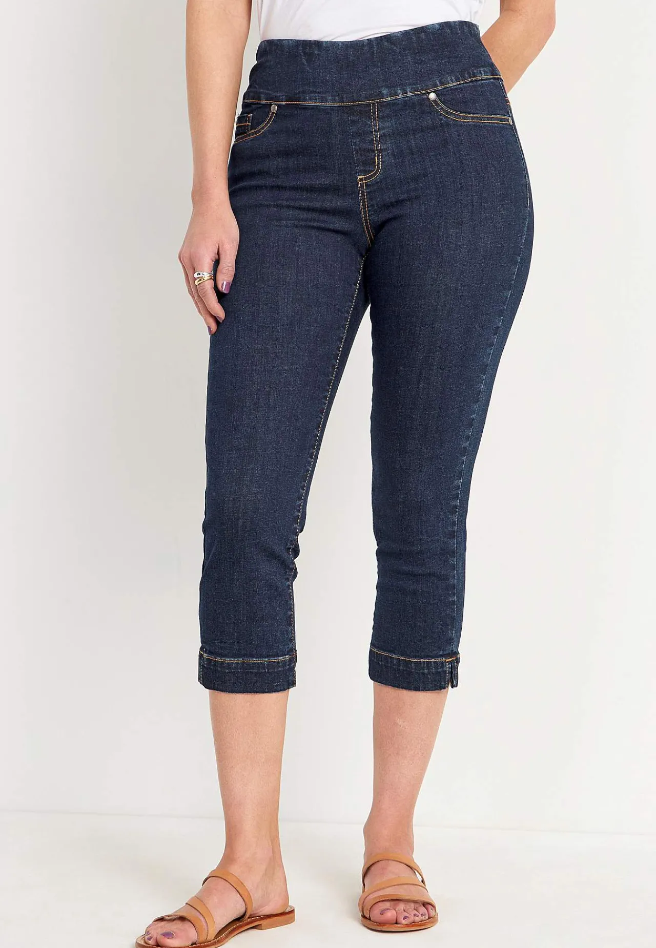 Forårsbukser|Capribukser-Cellbes of Sweden Superkomfortable caprijeggings i denim Elin Mørkeblå / Denim
