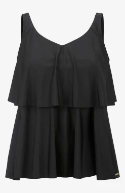 Bikinier|Tankini- Tankinitop med volanter Sort