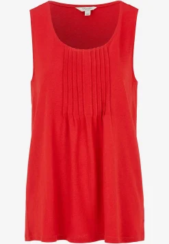 Toppe|Tanktoppe- Tanktop med dekorativ fold Rød