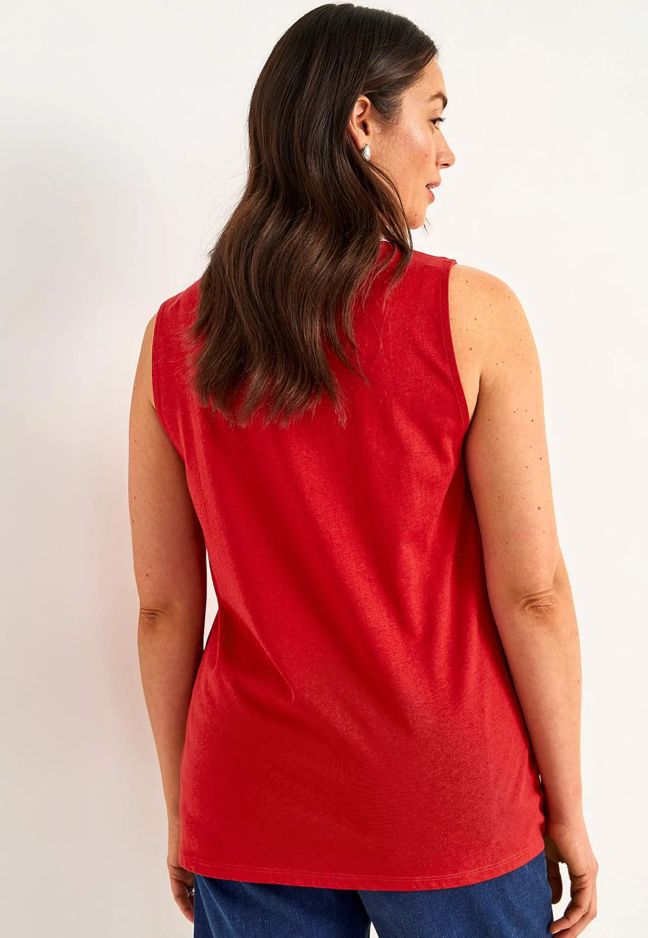 Toppe|Tanktoppe- Tanktop med dekorativ fold Rød