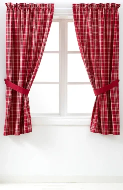 Gardinlængder|Flerpak-Cellbes of Sweden Ternede julegardiner X-mas check 2-pack Rød