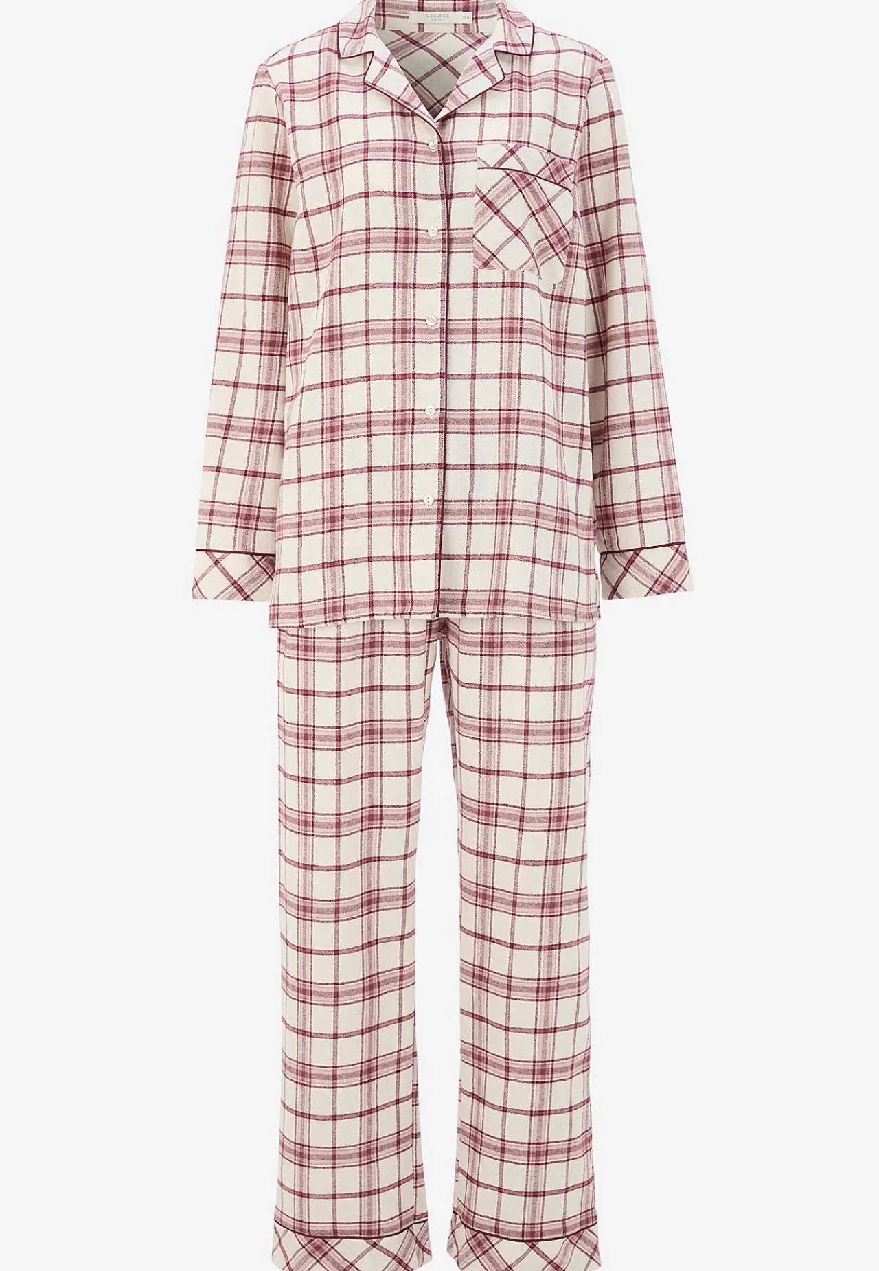 Undertøj|Nat- Og Hyggetøj-Cellbes of Sweden Ternet pyjamas i flonel Beige/Lyserød/Ternet