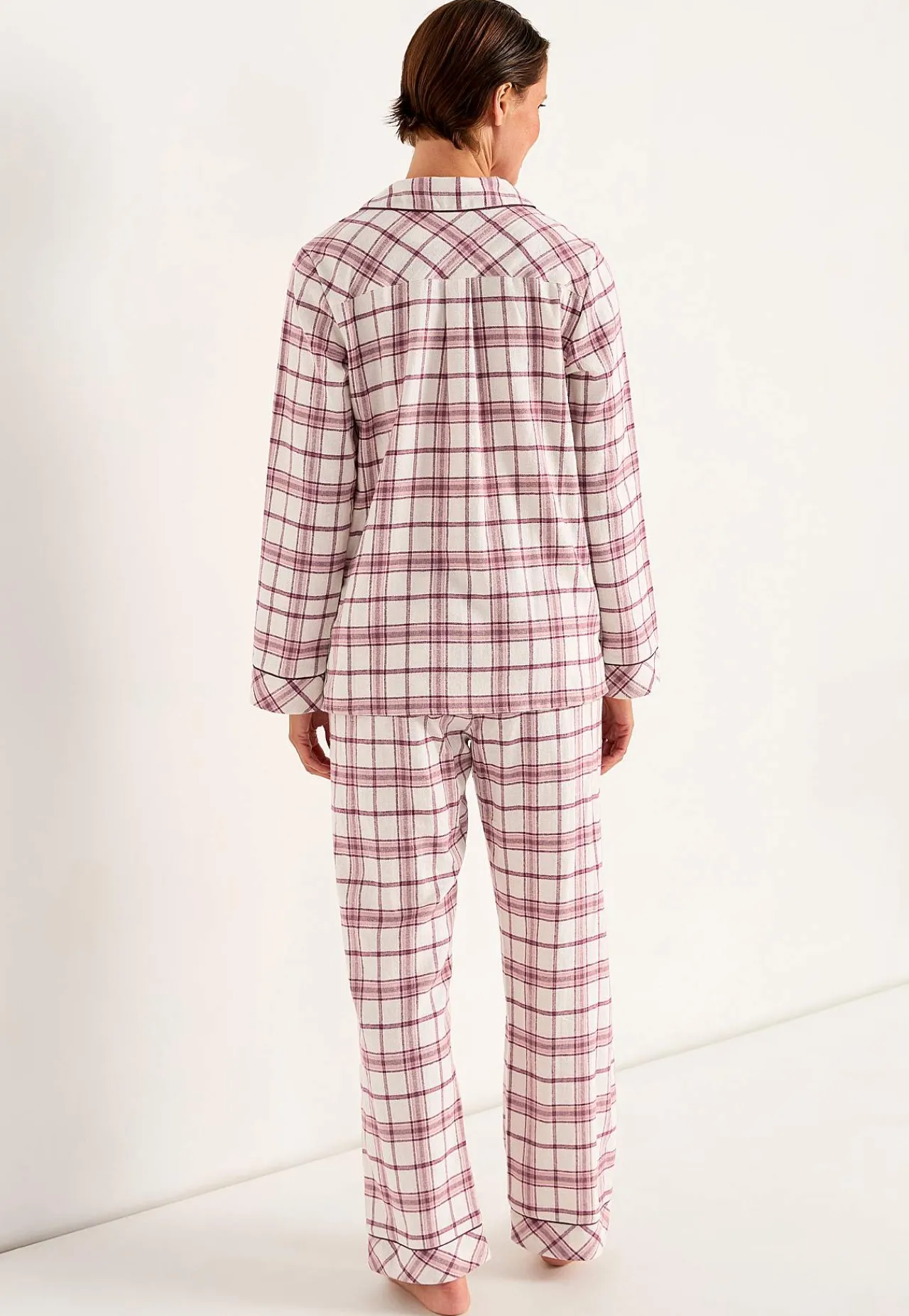 Undertøj|Nat- Og Hyggetøj-Cellbes of Sweden Ternet pyjamas i flonel Beige/Lyserød/Ternet