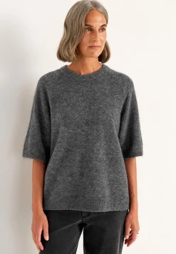 Premium|Premium-Cellbes of Sweden Top Premium i mohair- og uldblanding Mørk gråmeleret