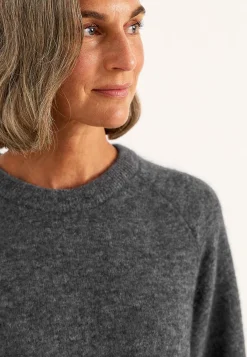 Premium|Premium-Cellbes of Sweden Top Premium i mohair- og uldblanding Mørk gråmeleret