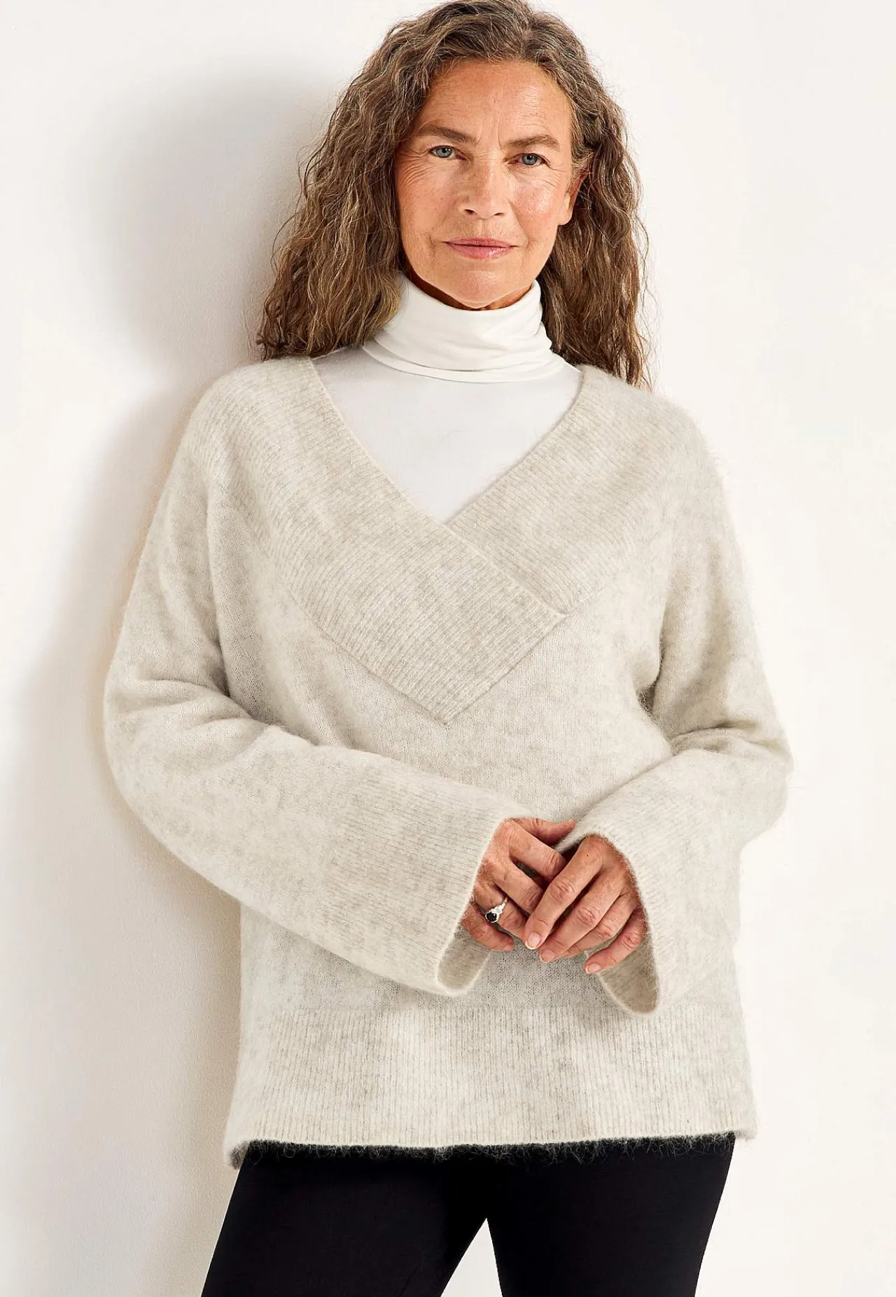 Trøjer|Striktrøjer-Cellbes of Sweden Trøje Premium i mohair- og uldblanding Gråbeige / Meleret
