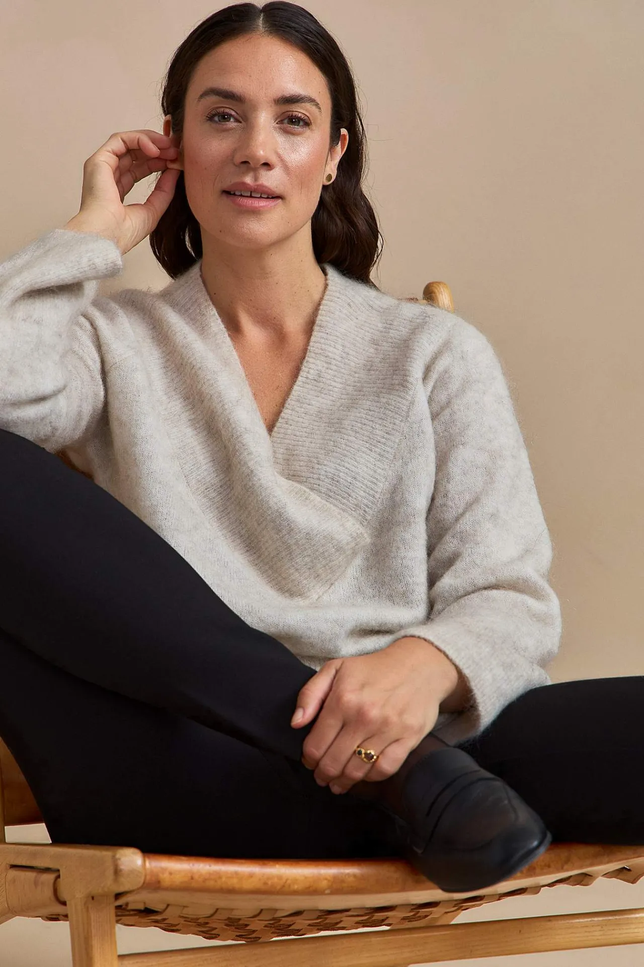 Trøjer|Striktrøjer-Cellbes of Sweden Trøje Premium i mohair- og uldblanding Gråbeige / Meleret