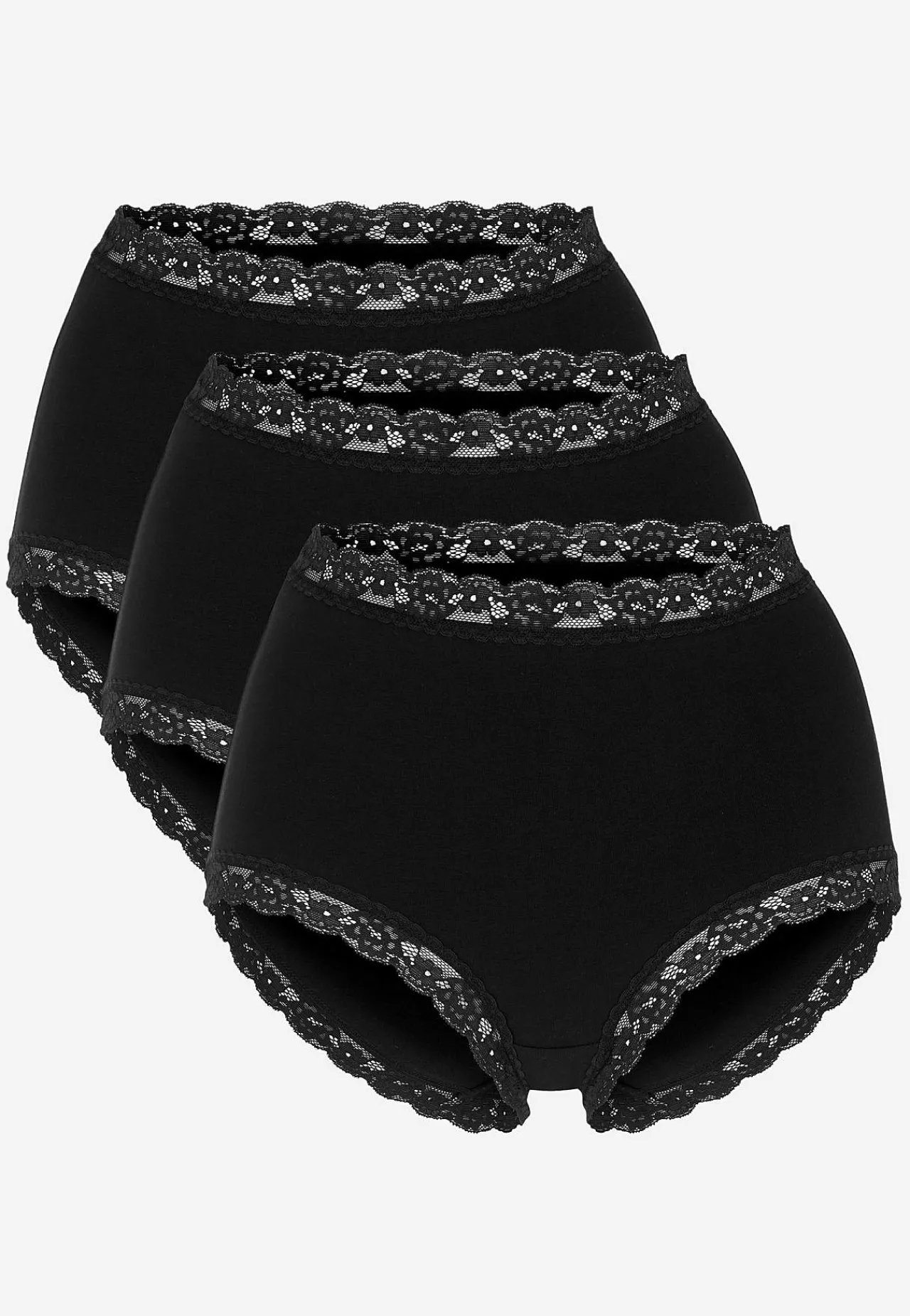 Undertøj|Flerpak Undertøj- Trusse med høj talje og blonde 3-pack Sort