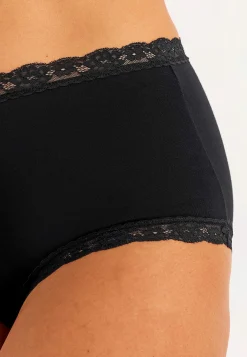 Undertøj|Flerpak Undertøj- Trusse med høj talje og blonde 3-pack Sort