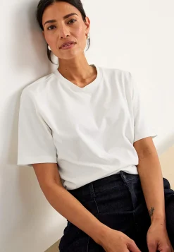 Toppe|T-Shirts-Cellbes of Sweden T-shirt i kraftig bomuldsjersey Hvid